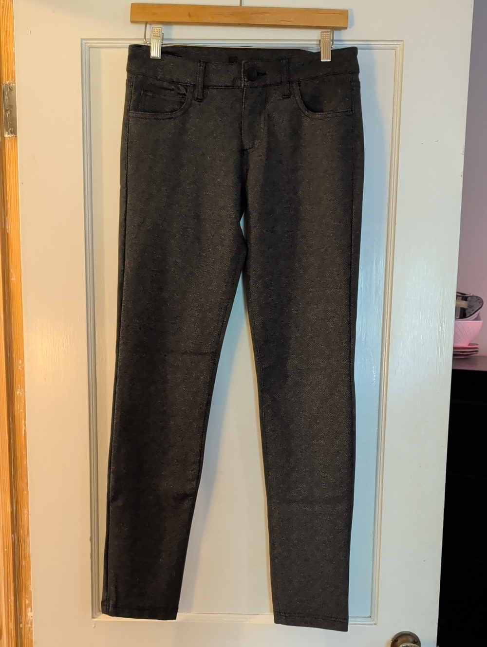 Kut from the Kloth Diana Skinny Herringbone Pants — Charcoal & Black, Sz 2
